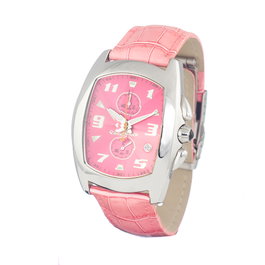 Chronotech Reloj CT7468-07 Unisex Plateado con Esfera Rosa