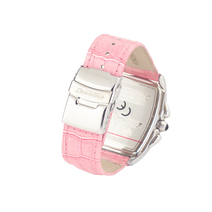 Chronotech Reloj CT7468-07 Unisex Plateado con Esfera Rosa