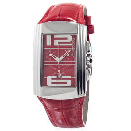Chronotech Reloj CT7018B-05 con Correa de Piel Roja