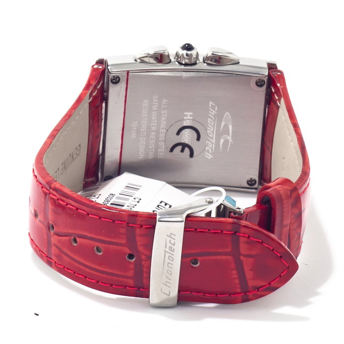 Chronotech Reloj CT7018B-05 con Correa de Piel Roja Chronotech Reloj CT7018B-05 con Correa de Piel Roja