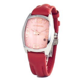 Chronotech Reloj CT7588L-04 con correa roja y caja plateada