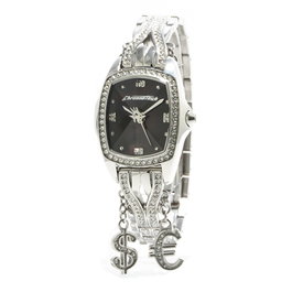Chronotech CT7008LS-15M con esfera negra y correa plateada