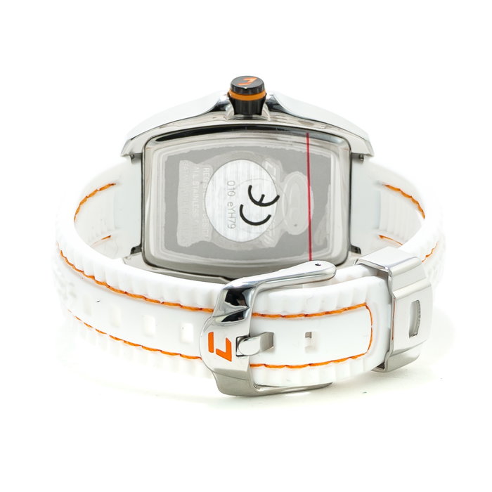 Chronotech Reloj CT7016LS-09 con correa blanca y caja plateada