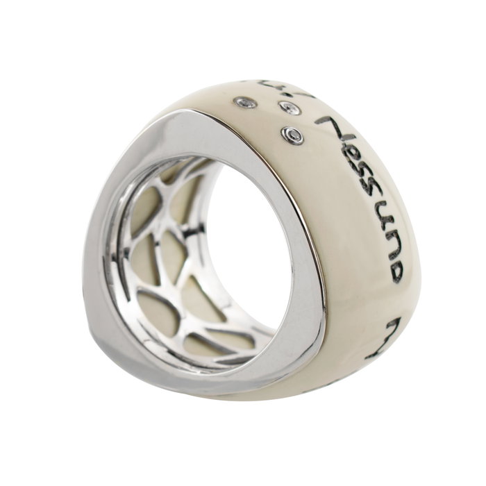 Demaria Anillo de Oro de 18 Quilates Tamaño 16, Blanco