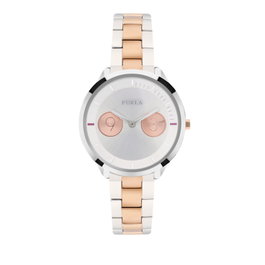 Furla Metropolis R4253102507 con esfera gris y correa plateada