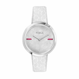 Furla My Piper R4251110504 con correa blanca y caja plateada