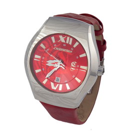 Chronotech CT7694M-03 con correa de piel roja y esfera roja