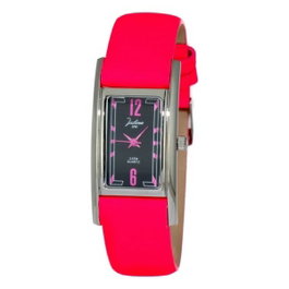 Justina Reloj JPR16 con correa de piel rosa y caja plateada