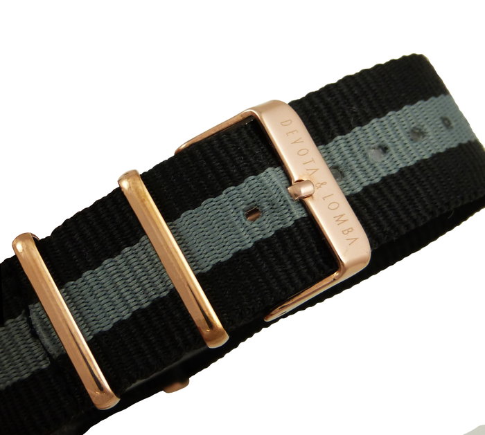 Devota & Lomba DL008MSPBK-GR-03BLACK con correa de nylon negro y gris