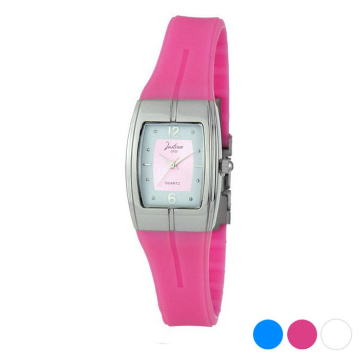Justina Reloj 21814R con correa rosa y caja plateada