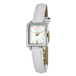 Justina Reloj 21992B con correa de piel blanca