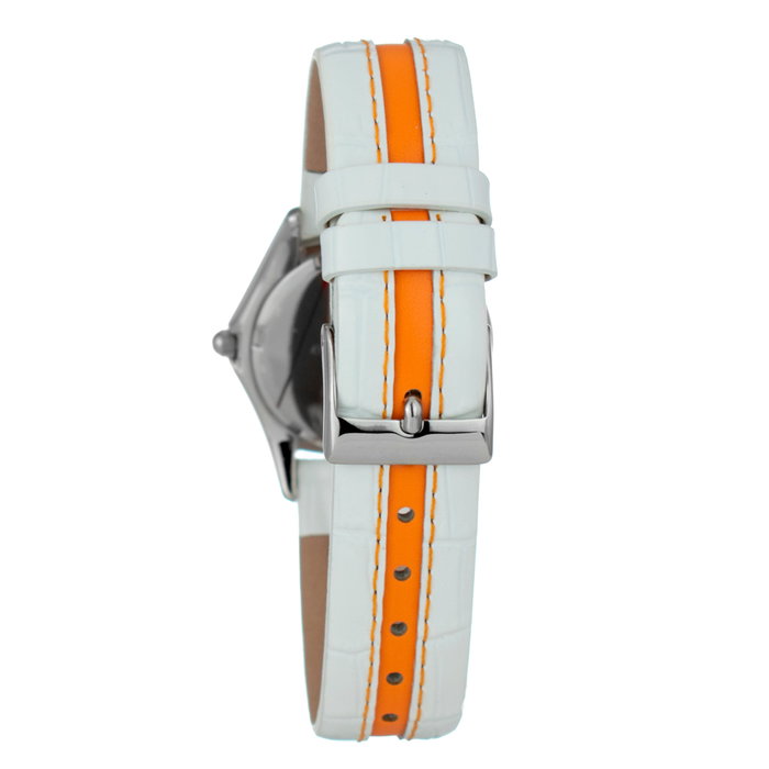 Justina Reloj 32550N con correa de piel blanco y naranja