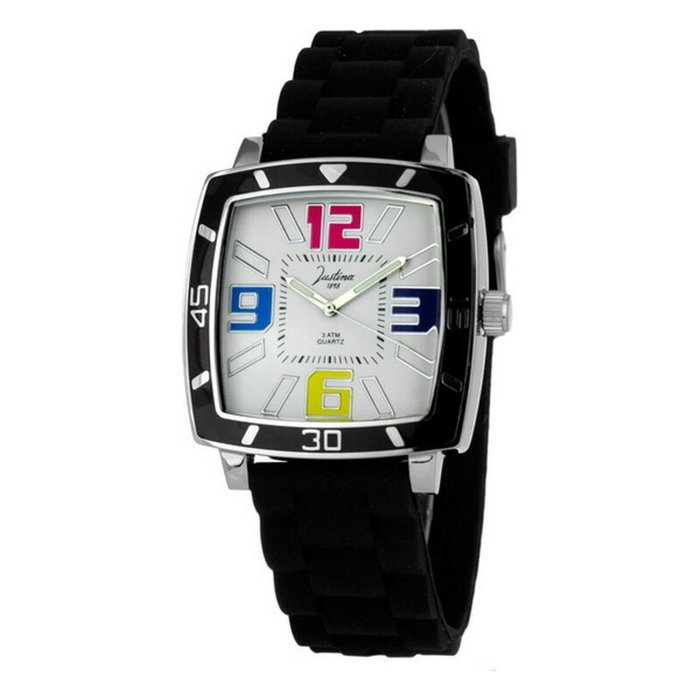Justina Reloj 21971B Unisex con Correa Blanca