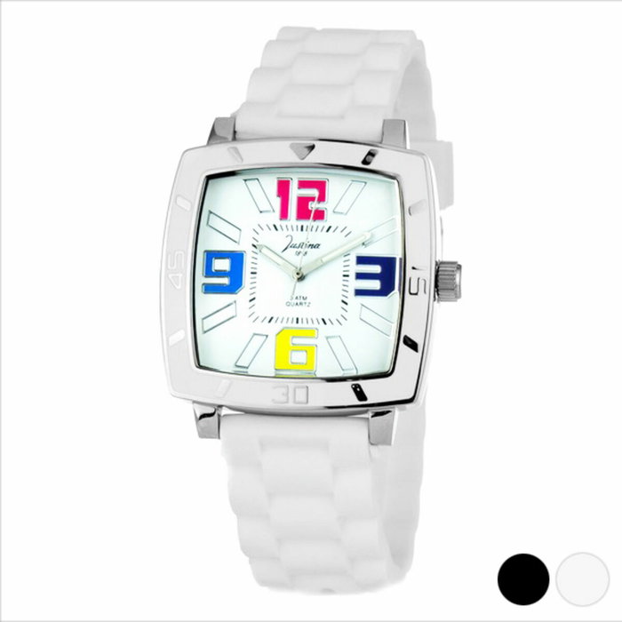 Justina Reloj 21971N Unisex con Correa de Caucho Negra