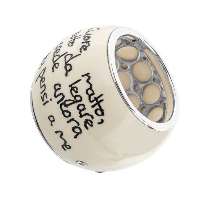 Demaria Anillo de Acero para Mujer - Blanco - Talla 14 Demaria Anillo de Acero para Mujer - Blanco - Talla 14