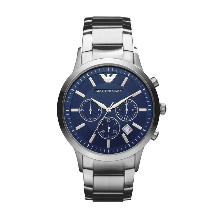 Armani AR2448 Reloj de hombre con esfera azul y correa plateada Armani AR2448 Reloj de hombre con esfera azul y correa plateada