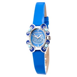 Hello Kitty Reloj HK7129L-03 con correa azul y caja plateada