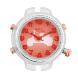 Watxandco RWA1588 Reloj de Mujer con Esfera Naranja y Caja Transparente