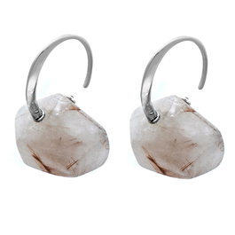 GC Pendientes de Plata de Ley con Cuarzo Rutilado, 3cm