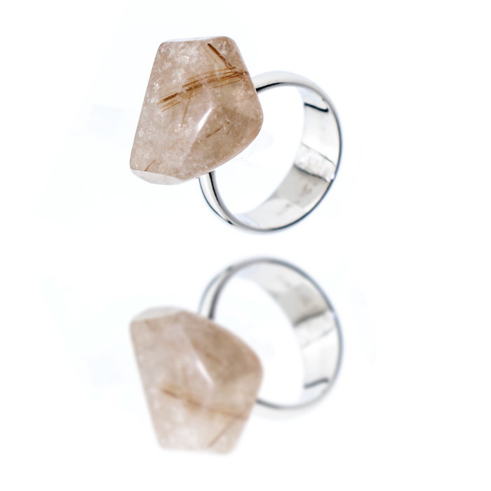 GC Anillo de Plata de Ley con Cuarzo Rutilado Talla 54