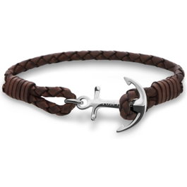Tom Hope Pulsera Cohiba Brown Marrone Scuro en Piel y Plata de Ley 18cm