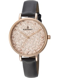 Radiant Reloj Romance RA431601 con esfera rosa y correa de piel negra