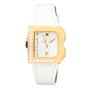 Laura Biagiotti Reloj LB0001L-08Z con Caja Dorada y Correa Blanca
