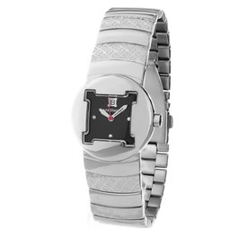 Laura Biagiotti LB0050L-02M Reloj Analógico Plateado con Esfera Negra