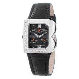 Laura Biagiotti Reloj LB0002L-01Z con correa negra y caja plateada