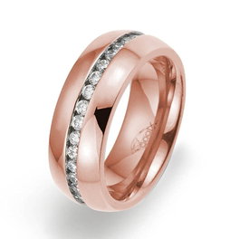 Gooix Anillo de Acero Inoxidable Chapado en Oro Rosa y Circonita Blanca