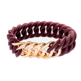 The-Rubz Pulsera Zirkel 25mm Burgundy / Rose gold con Acero Inoxidable y Silicona