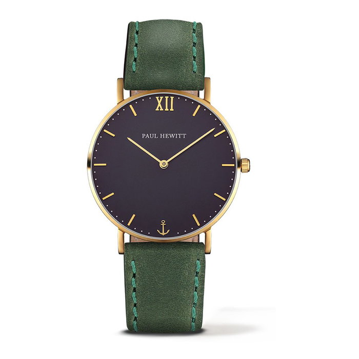 Paul Hewitt Reloj PH-SA-G-ST-B-12M con Correa Verde y Caja Dorada Paul Hewitt Reloj PH-SA-G-ST-B-12M con Correa Verde y Caja Dorada