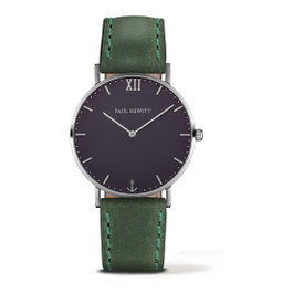 Paul Hewitt Reloj PH-SA-S-SM-B-12S con correa verde y esfera negra