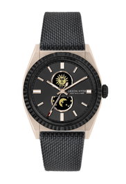 Jason Hyde JH41006 Reloj para mujer con caja oro rosa y correa negra