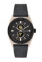 Jason Hyde JH41006 Reloj para mujer con caja oro rosa y correa negra