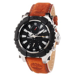 Timberland TBL1331JS-02C con correa de cuero marrón y esfera negra