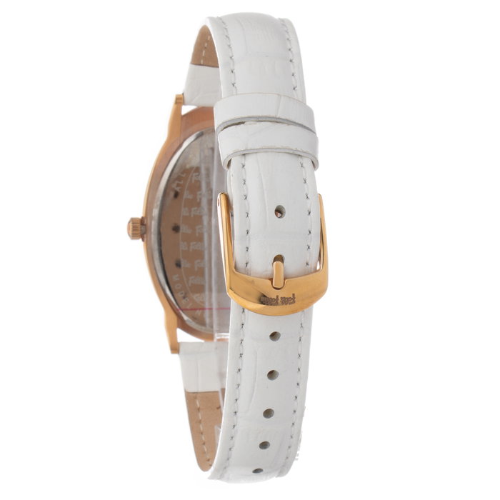 Folli Follie Reloj WF2B012STWA con caja dorada y correa blanca