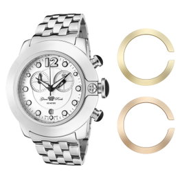 Glam Rock GR32154 Reloj de Acero Plateado con Diamantes