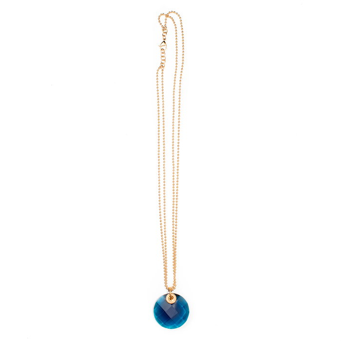 Folli Follie Collar de Acero Inoxidable Bañado en Plata con Cristal Azul, Rosa Folli Follie Collar de Acero Inoxidable Bañado en Plata con Cristal Azul, Rosa