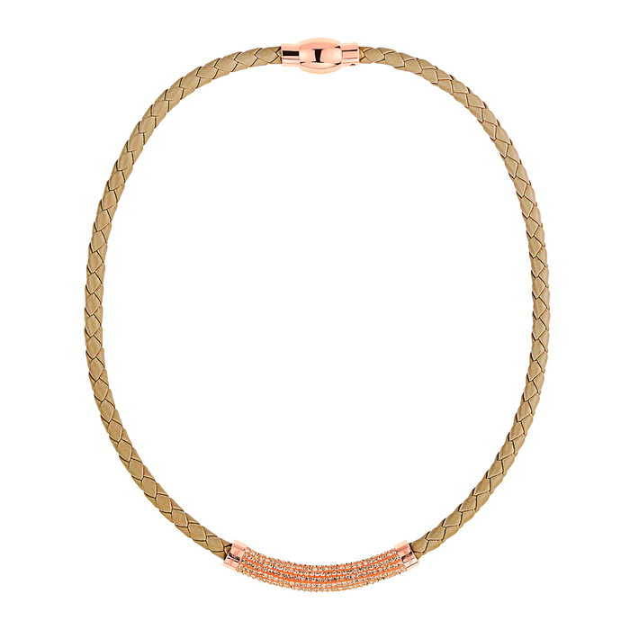 Folli Follie Collar 3N13T007RIS con detalles de cristal y cuero Folli Follie Collar 3N13T007RIS con detalles de cristal y cuero
