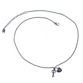 Folli Follie Collar de Plata de Ley con Detalles Negros 3N17S046KK