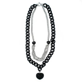 Folli Follie Collar de Acero Inoxidable Negro 40cm