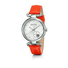 Folli Follie WF15T029SPW Reloj de Mujer con Correa de Piel Naranja