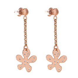 Folli Follie Pendientes Rosa de Acero Inoxidable