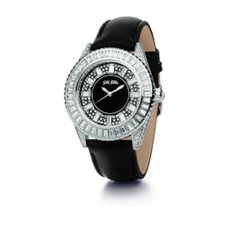 Folli Follie WF0A030SSK Reloj de Mujer con Correa de Cuero Negra