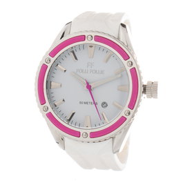 Folli Follie WF0T027ZDP Reloj Analógico para Mujer con Correa Blanca