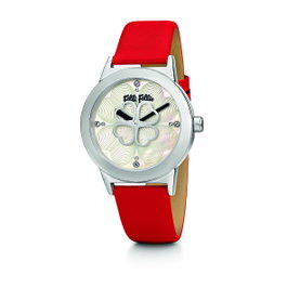 Folli Follie WF13T040SPWR con correa de cuero rojo