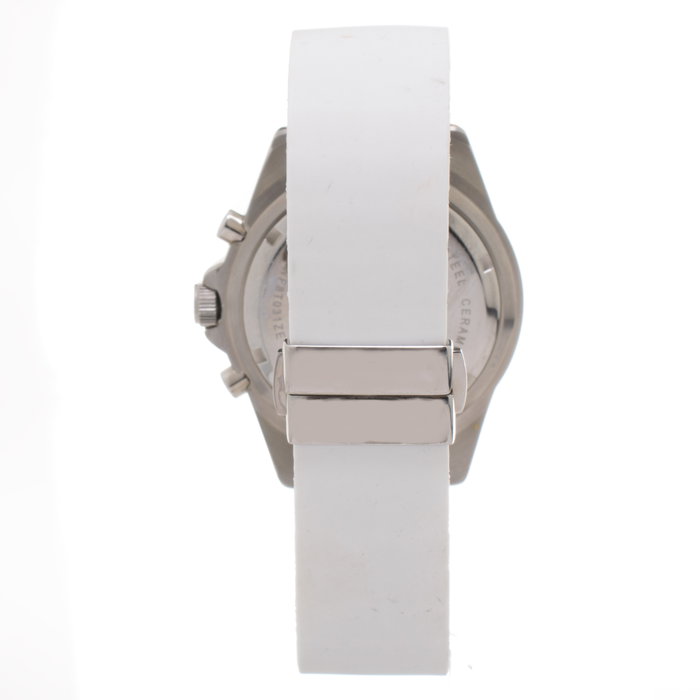 Folli Follie WF8T031ZEW con correa blanca y caja plateada