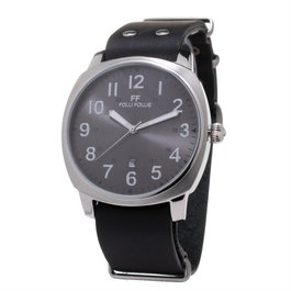 Folli Follie WT14T001SDN Reloj de Hombre con Correa de Cuero Negro