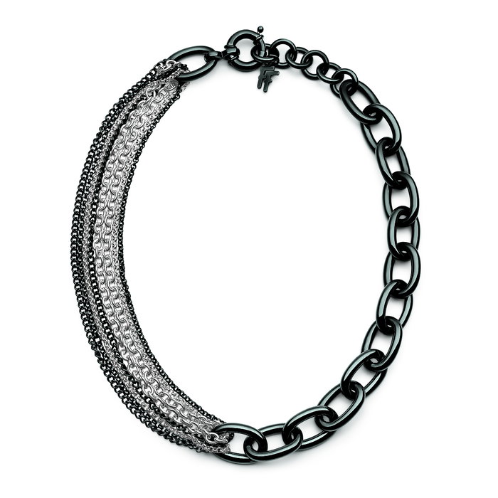 Folli Follie Collar 1N14T069KA en Acero Inoxidable Negro Folli Follie Collar 1N14T069KA en Acero Inoxidable Negro